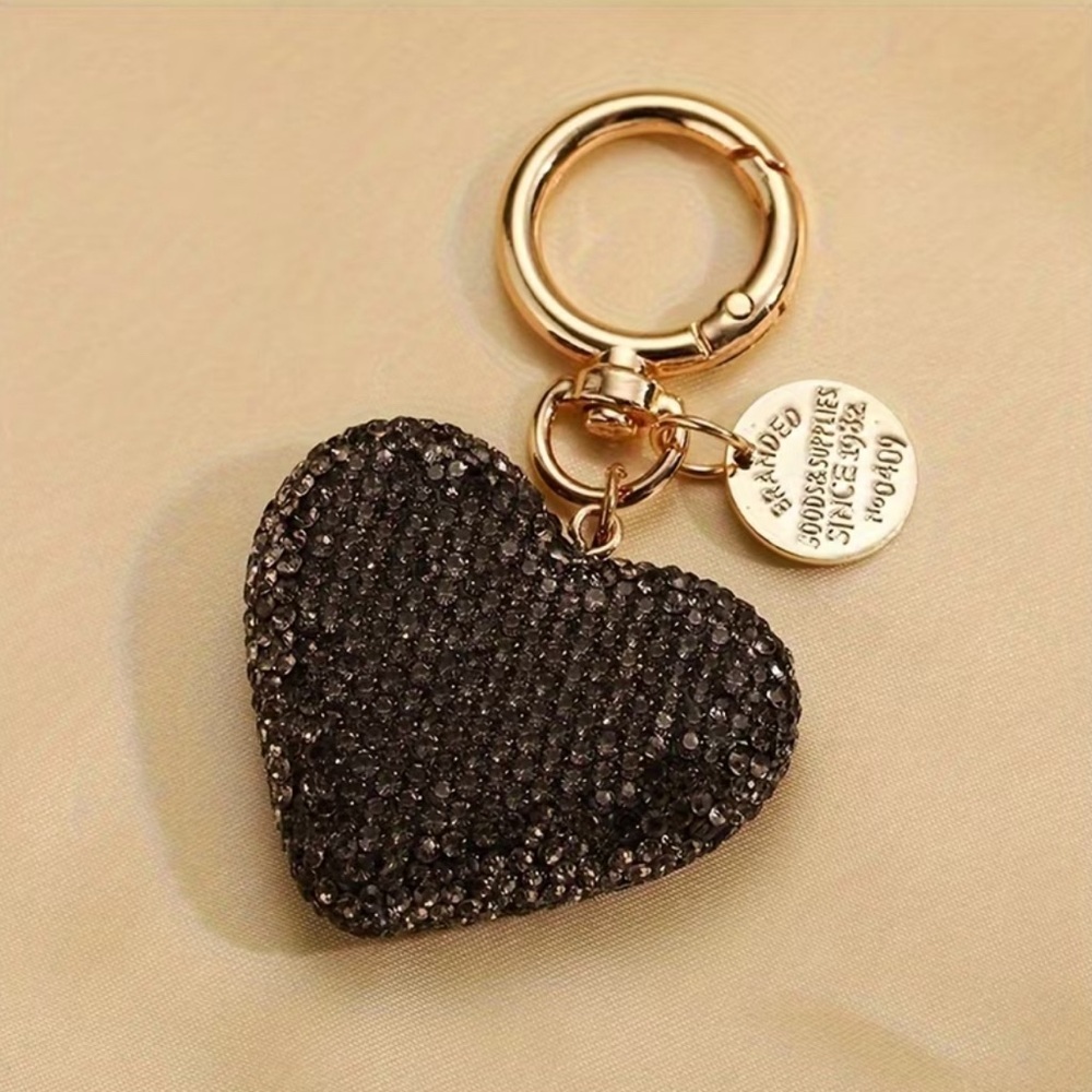 Crystal Heart Keychain with Gold Ring